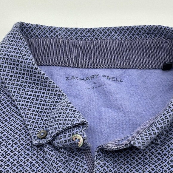 Zachary Prell Stretch Fabric Button Up Shirt Men's L Short Sleeve Blue - Picture 6 of 8